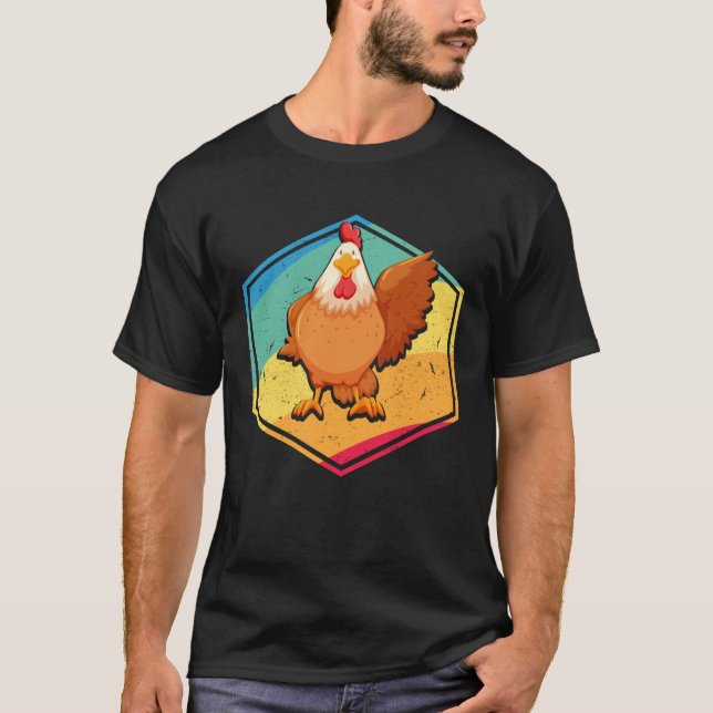 Huhn im Retro-Stil T-Shirt (Vorderseite)