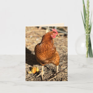 Huhn in Bewegung mit dem Seitenblick Karte