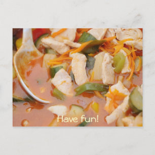 Huhn in rotem Curry mit Gemüse Postkarte