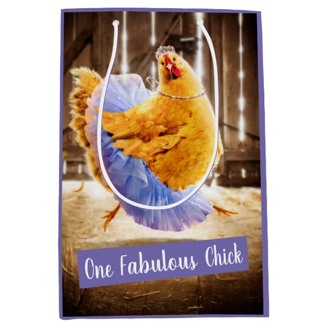 Huhn in Tutu Mittlere Geschenktüte (Vorderseite)