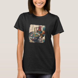 Huhn isst Ramen-Nudeln, lustiger Hipster-Hahn T-Shirt