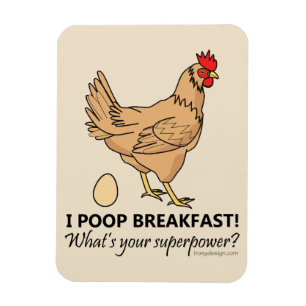 Huhn Kacke Frühstück Funny Design Beige Magnet