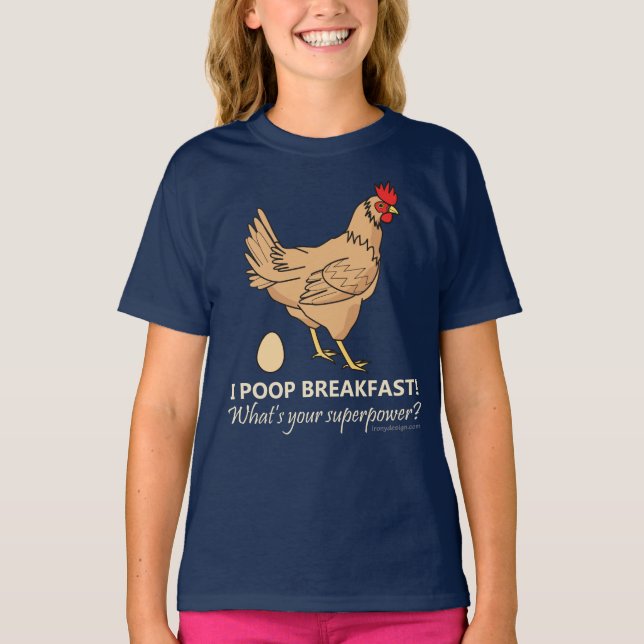 Huhn kackt das lustige Frühstück T-Shirt (Vorderseite)