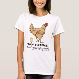 Huhn kackt Frühstücks-lustigen Entwurf T-Shirt