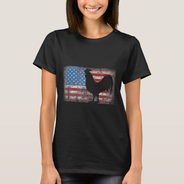 Huhn Lover Grunge American Flag USA T-Shirt (Vorderseite)