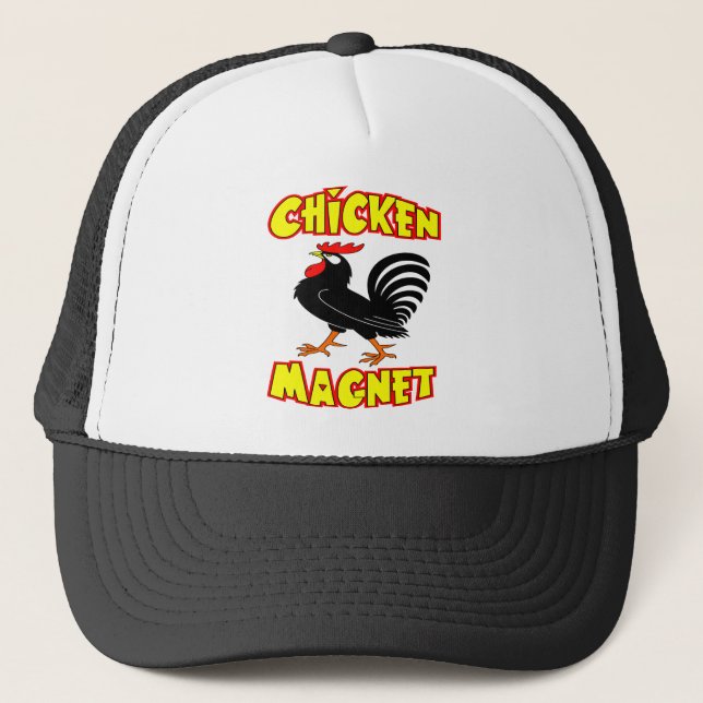 Huhn-Magnet-Hahn Truckerkappe (Vorderseite)