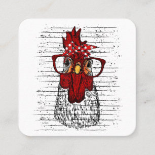 Huhn mit Bandana-Stirnband und Brille süß Quadratische Visitenkarte
