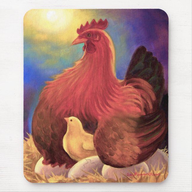 Huhn mit der Küken-Bauernhof-Kunst - multi Mousepad (Vorne)