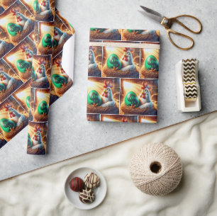 Huhn mit einem grünen Ei Geschenkpapier