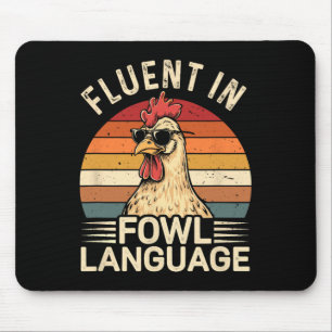 Huhn mit Geflügelspråk fluend  Mousepad