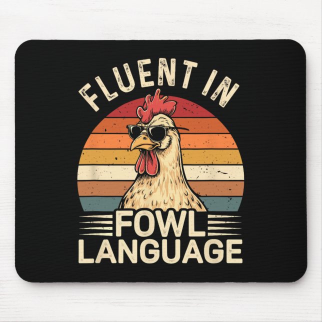 Huhn mit Geflügelspråk fluend  Mousepad (Vorne)