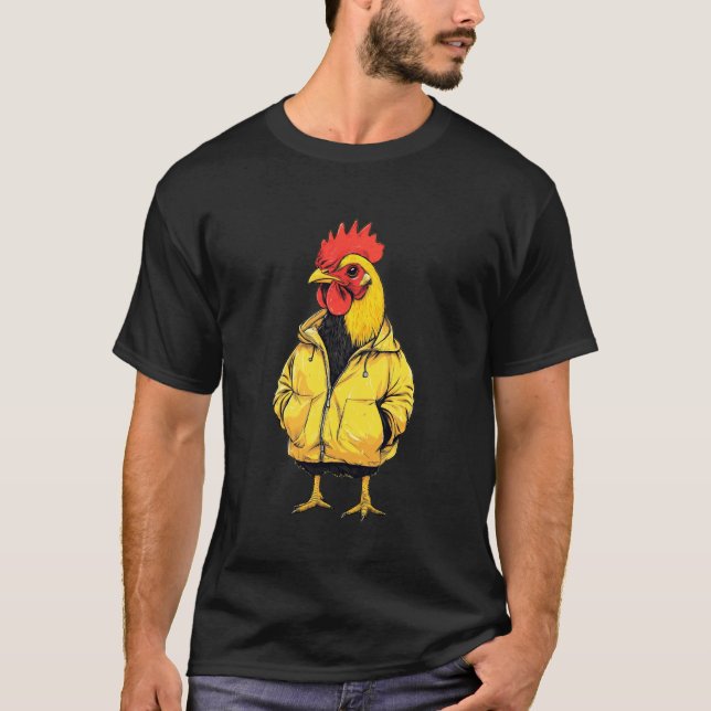 Huhn mit Regenmantel T-Shirt (Vorderseite)