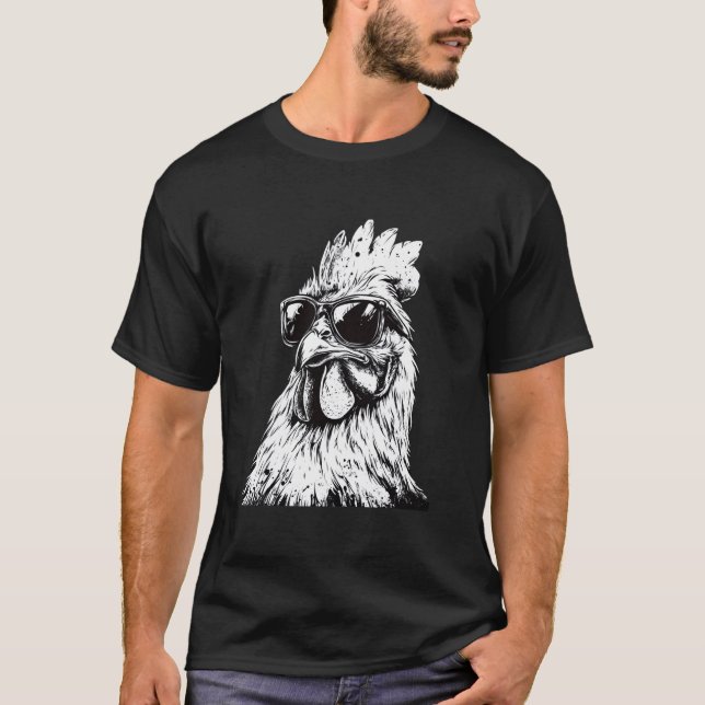 Huhn mit Sonnenbrille Kunst T-Shirt (Vorderseite)