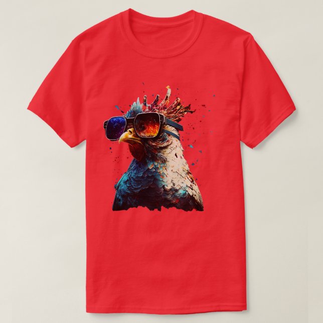 Huhn mit Sonnenbrille T-Shirt (Design vorne)