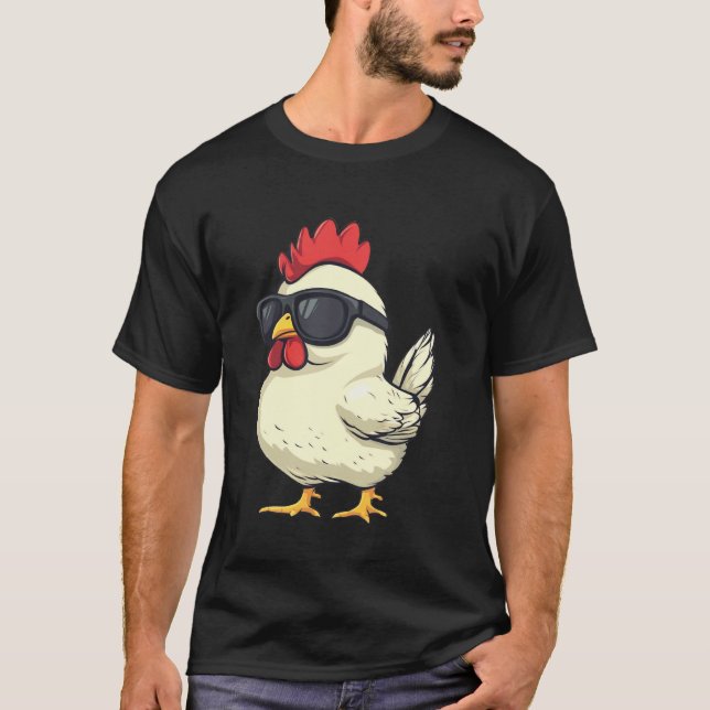 Huhn mit Sonnenbrille T-Shirt (Vorderseite)