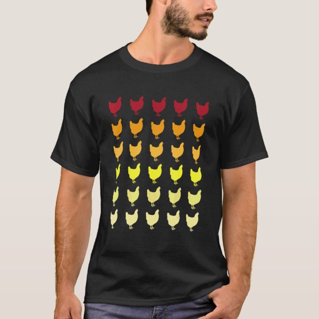 Huhn Retro-Tiermuster T-Shirt (Vorderseite)