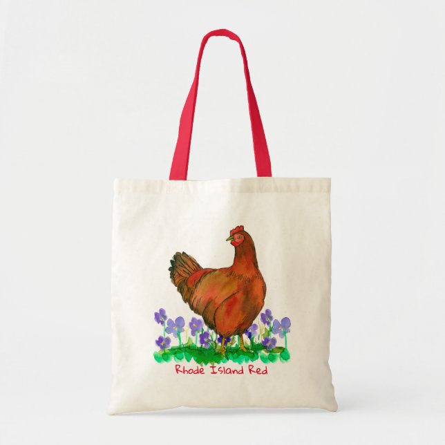 Huhn Rhode Island Red Hen Wasserfarbe Tragetasche (Vorne)