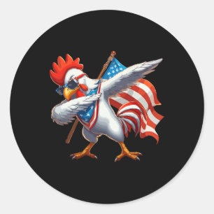 Huhn Rooster Sungles 4. Juli Amerikanische Flagge Runder Aufkleber