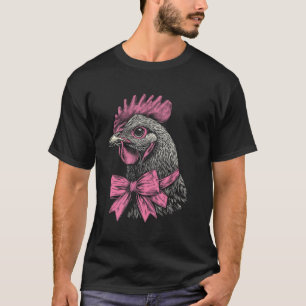 Huhn Rosa Kokette Schleife Zierliches Band Bauernh T-Shirt