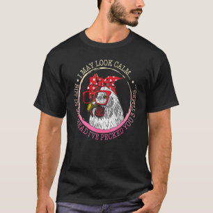 Huhn sah ruhig floral Frauen Cowgirl Land L T-Shirt