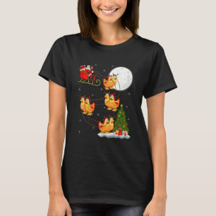 Huhn Santa Schlitten Fliegend Lustig Magischer Wei T-Shirt