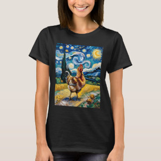 Huhn Sternennacht Van Gogh Stil Hühnerfarm Geflüge T-Shirt