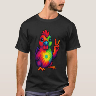 Huhn Tie Dye Friedenszeichen Hippie Lustiges Huhn  T-Shirt