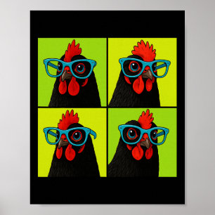 Huhn trägt blaue Gles lustiger Farmvogel Poster