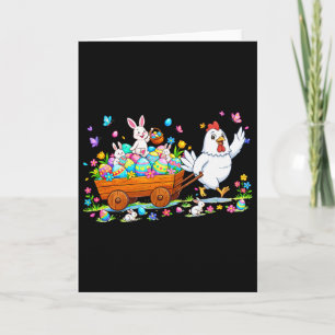 Huhn trägt Osterhasen Schokoladeneier Col Karte