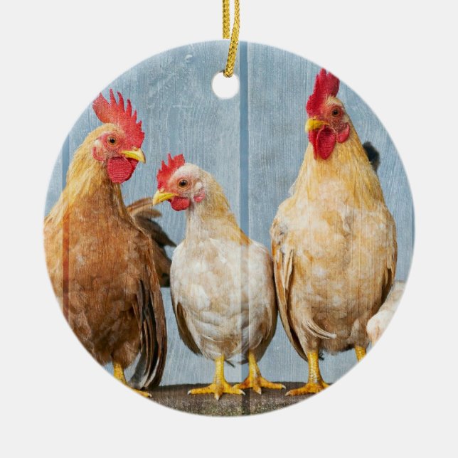Huhn und Freunde Keramik Ornament (Vorne)