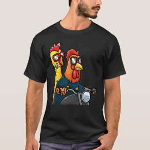 Huhn und Gummihuhn fahren Motorrad Mot T-Shirt