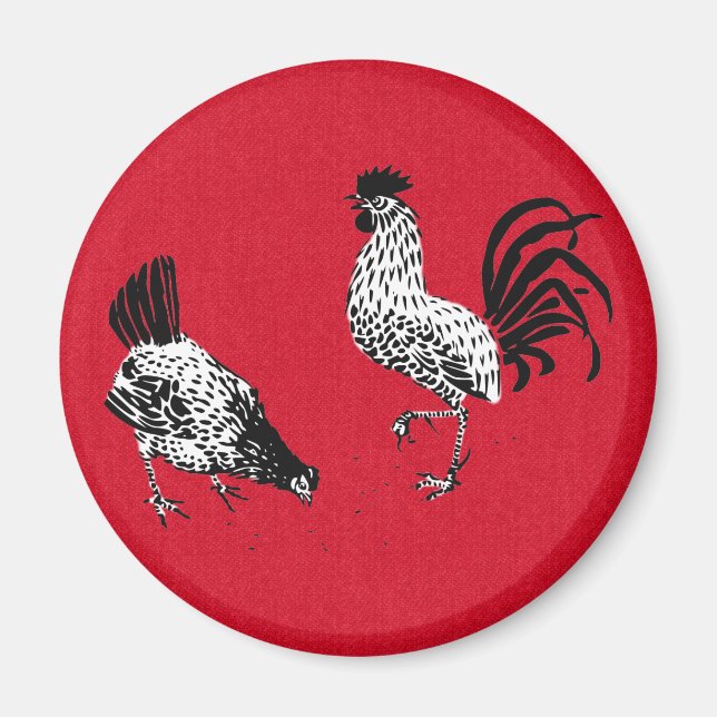 Huhn und Hahn Magnet (Vorne)