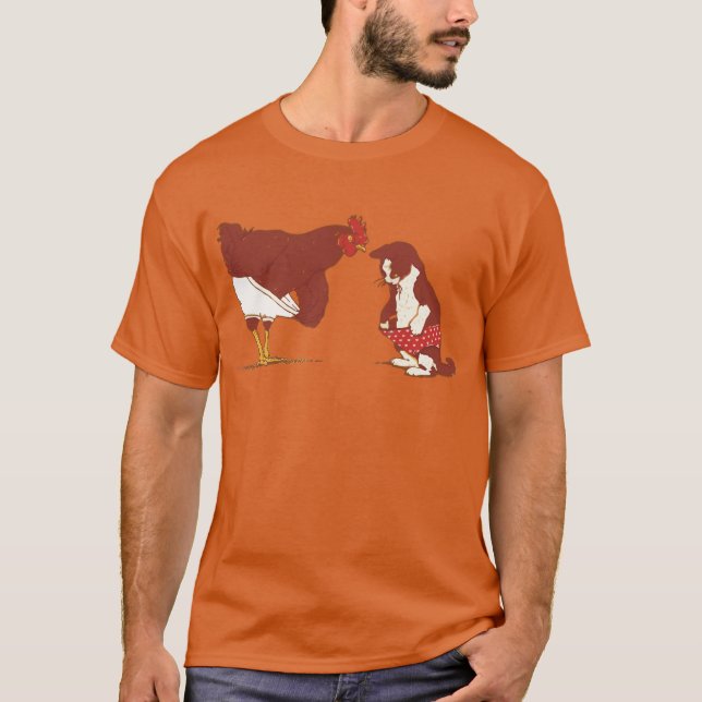Huhn-und Katzen-Schlüpfer T-Shirt (Vorderseite)