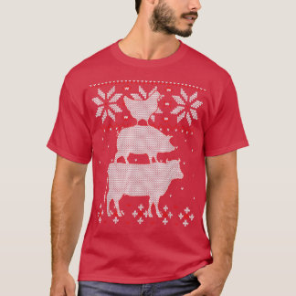 Huhn und Kuh Ugly Weihnachtspulli, Viehzucht T-Shirt