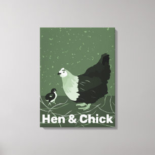 Huhn und Küken Grüne Küche Wanddekoration Leinwanddruck
