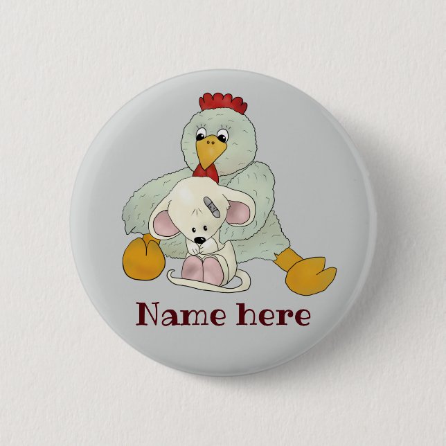 Huhn und Maus personalisiert Button (Vorderseite)