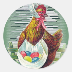 Huhn und Ostereier-Aufkleber Runder Aufkleber