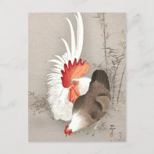 Huhn und Rooster von Ohara Koson Postkarte