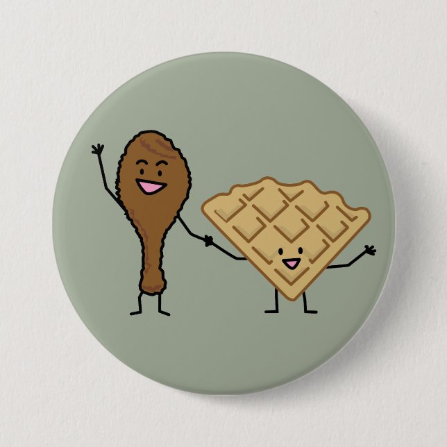 Huhn und Waffeln amerikanisch u. südliches Kochen Button (Vorderseite)