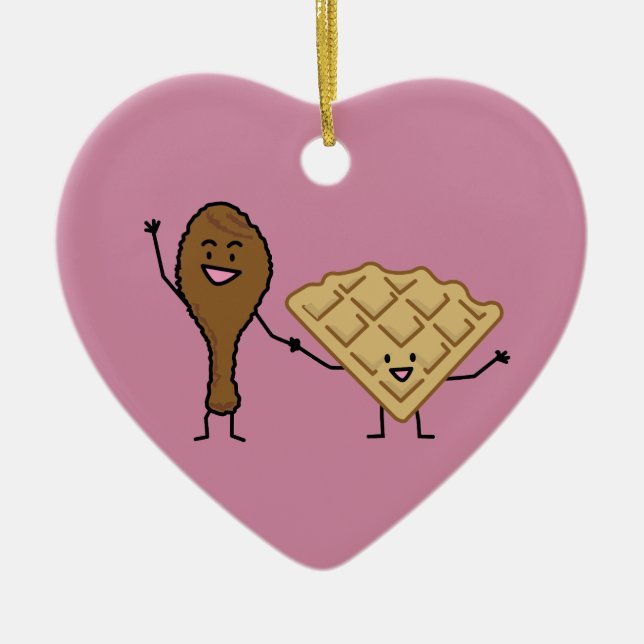 Huhn und Waffeln amerikanisch u. südliches Kochen Keramik Ornament (Vorne)