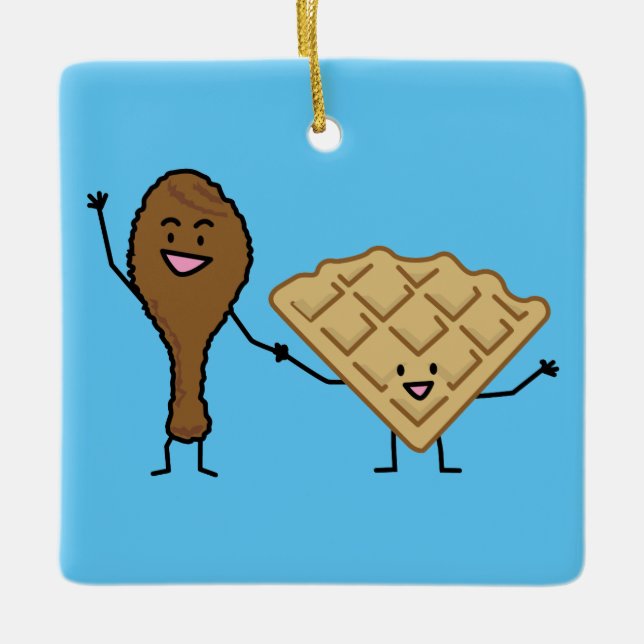Huhn und Waffeln amerikanisch u. südliches Kochen Keramikornament (Vorderseite)