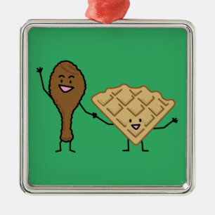 Huhn und Waffeln amerikanisch u. südliches Kochen Silbernes Ornament