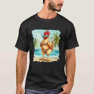 Huhn unter Palmen im Bikini für Strandliebhaber T-Shirt