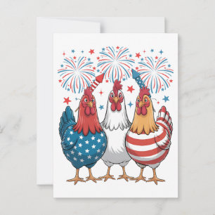 Huhn USA-Flagge Patriotisch 4. Juli Postkarte