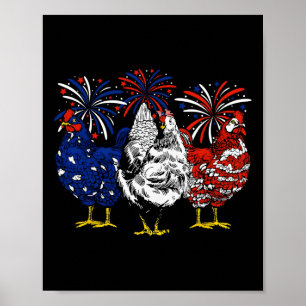 Huhn Usa-Flagge Patriotischer Hühnerliebhaber 4. J Poster