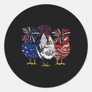 Huhn USA-Flagge Patriotischer Hühnerliebhaber 4. J Runder Aufkleber