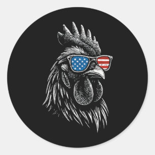 Huhn USA-Flagge Sungles Hahn 4. Juli  Runder Aufkleber
