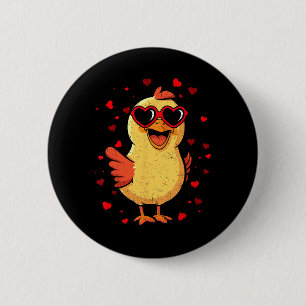 Huhn Valentinstag Sungles Herz Süße Liebende Button