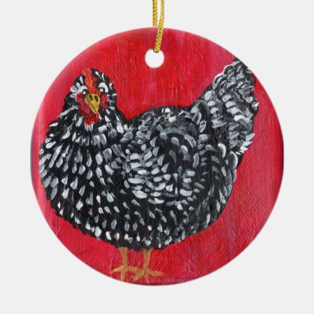Huhn-Verzierung Keramikornament (Vorne)