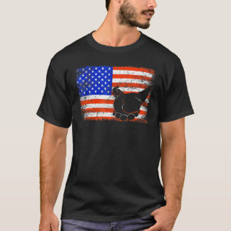 Huhn Vogel Vintage Amerikanische Flagge Huhn 4. Ju T-Shirt